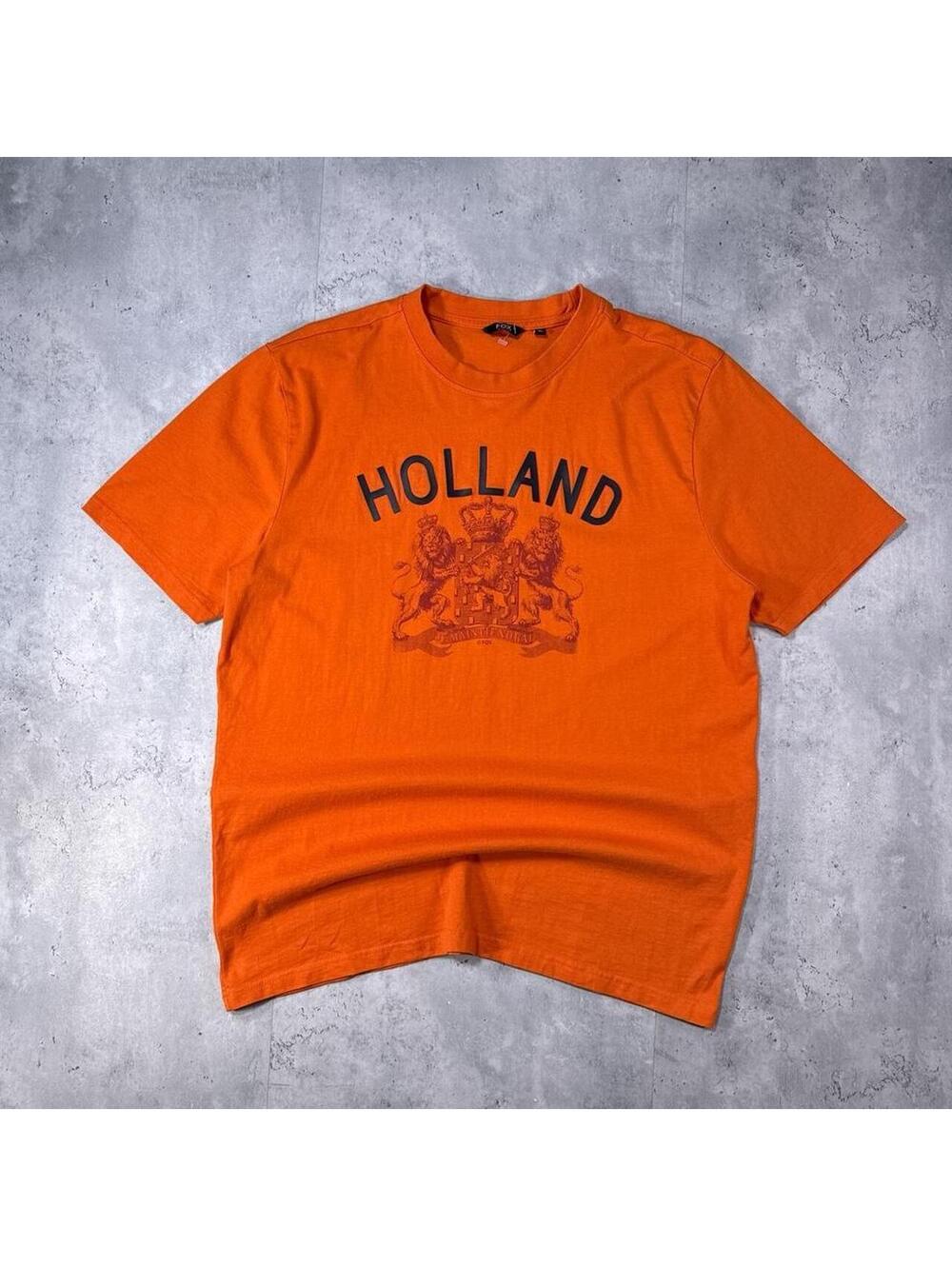 Y2K Holland Orange Fox Logo T shirt